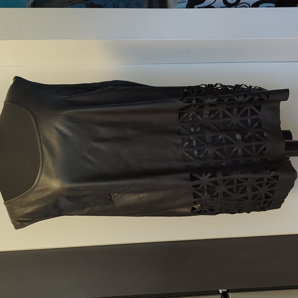ING+ Sleeveless Leather Tunic with Cutout Bottom